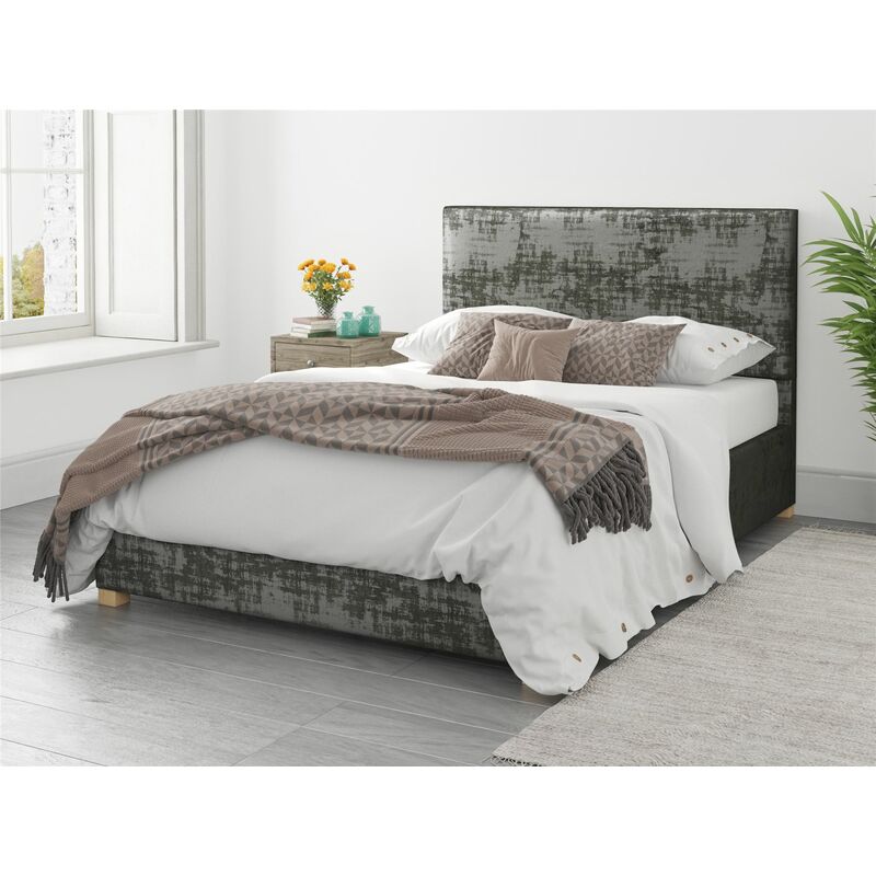 Aspire - Presley Ottoman Upholstered Bed, Distressed Velvet, Slate - Ottoman Bed Size Single 3Ft - Slate