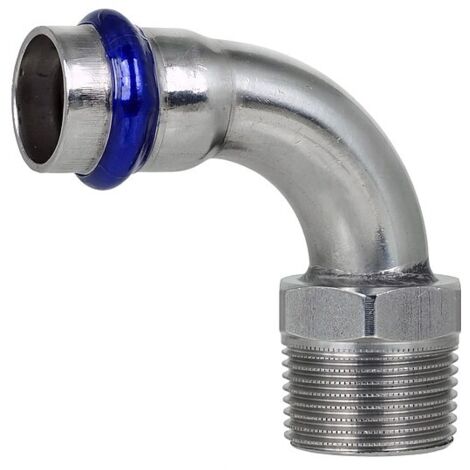 Press-Bogen 90° - 22 mm - 3/4 Zoll AG - für Edelstahlrohre - DVGW-zertifiziert - für V-Kontur