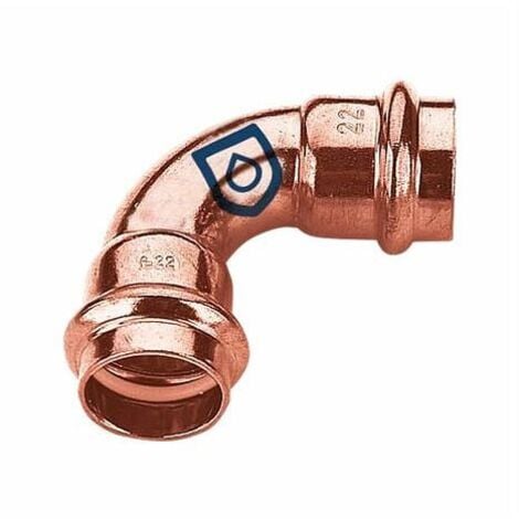 FRABO Press-Bogen 90° - 22 mm - für Kupferrohre - DVGW-zertifiziert - für V- & M-Kontur