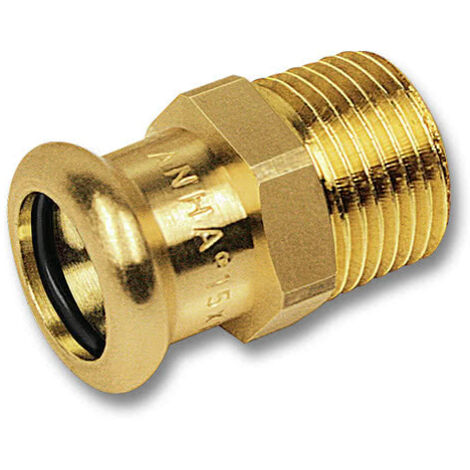 Press-Kupfer-Nippel mit 28 mm Durchmesser und 26x34-Außengewinde.