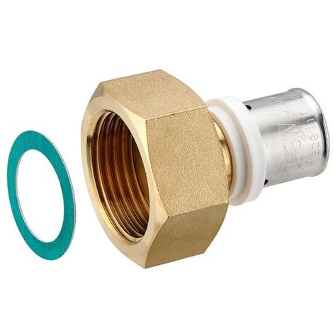 Press-Verschraubung mit Überwurfmutter 1'' IG - flachdichtend - für Alu-Verbundrohr 20 x 2,0 mm