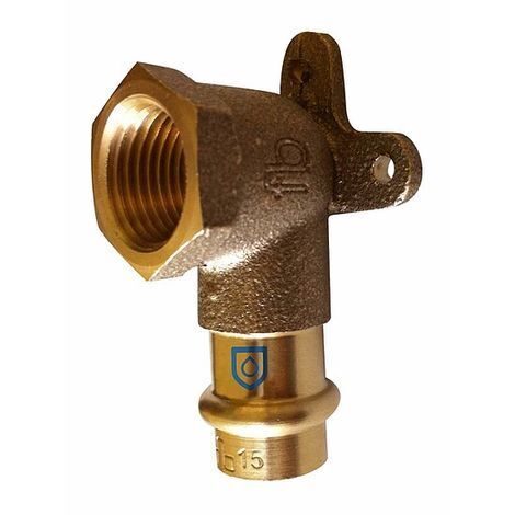 Press-Wandwinkel 90° aus Rotguss - 15 mm - 1/2 Zoll IG für Kupferrohre - DVGW-zertifiziert - für Presskontur V & M
