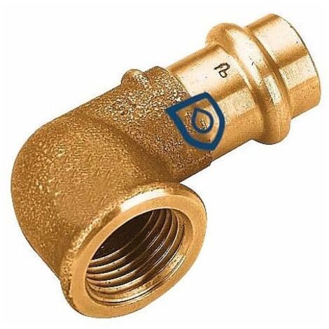 Press-Winkel 90° aus Rotguss - 15 mm - 1/2 Zoll IG für Kupferrohre - DVGW-zertifiziert - für Presskontur V & M