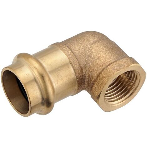 Press-Winkel 90° aus Rotguss - 18 mm - 1/2 Zoll IG für Kupferrohre - DVGW-zertifiziert - für Presskontur V & M