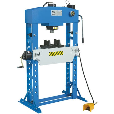 Pressa idraulica manuale pneumatico FERVI P001/75 per officina con comando a pedale - 75 ton