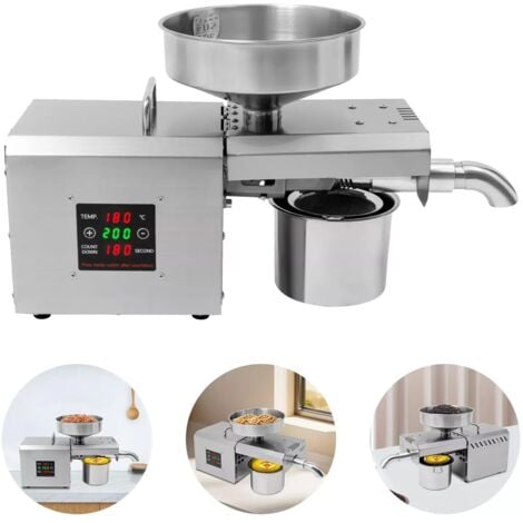 GOJOY Pressa per olio a freddo e caldo, Pressa Olio Elettrica Automatica in acciaio inox 304, per olive, cocco, colza, arachidi, noce di cocco, con Schermo Digitale, Controllo Temperatura 600 W