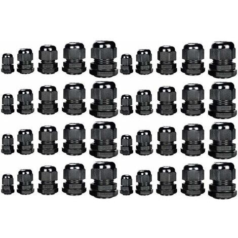 Pressacavi regolabili in plastica impermeabili da 3,5-13 mm, guarnizioni per pressacavi, protezioni per cavi PG7, PG9, PG11, PG13,5, PG16, confezione da 40