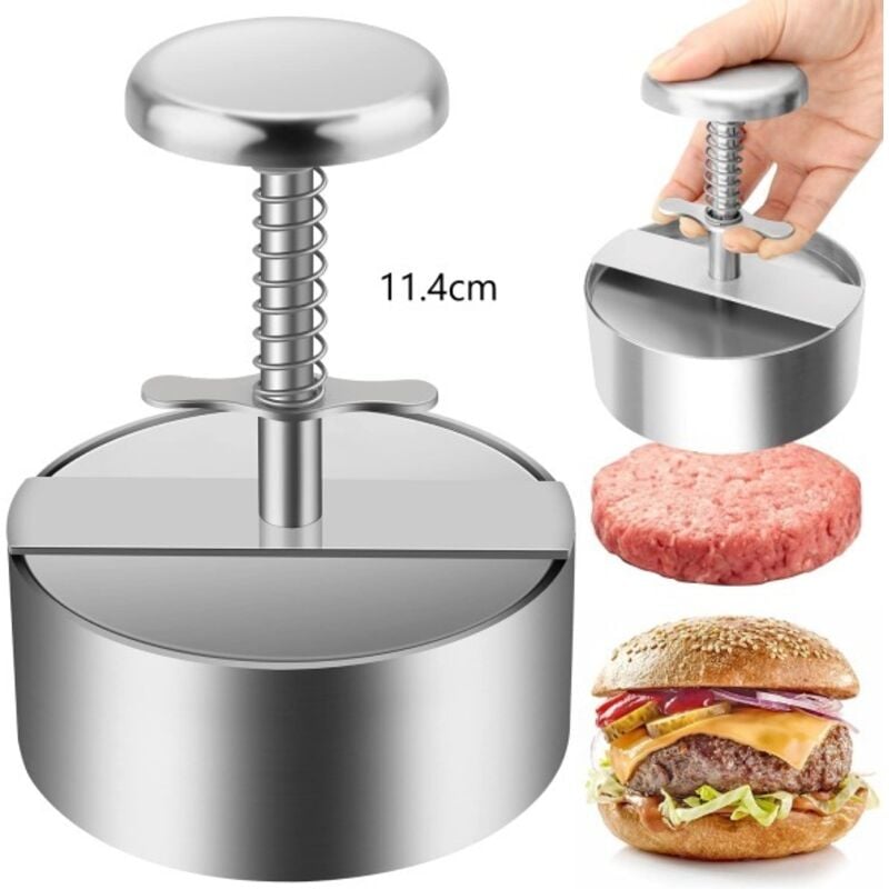 Fitags - Presse à Burger, 304 Acier Inoxydable Presse à Hamburger, Ajustable Steak Haché Presse à Burger, Facile à Utiliser, Antiadhésive Presse à