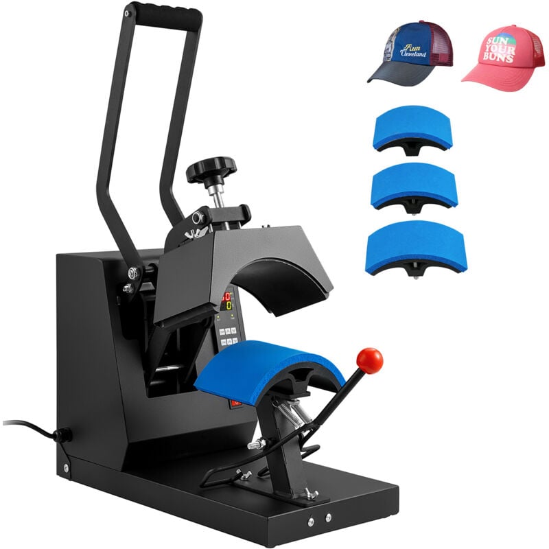 Presse à chaud pour casquettes 4 en 1 Mophorn 6 x 3 pouces Transfert par sublimation à clapet Minuterie numérique lcd avec 4 éléments chauffants
