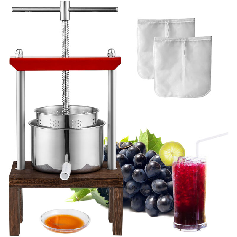 Presse à fruits Mophorn 0,53 gallon/2 l, presse-agrumes manuel avec 2 barils en acier inoxydable, poignée en t et base stable, parfait pour la