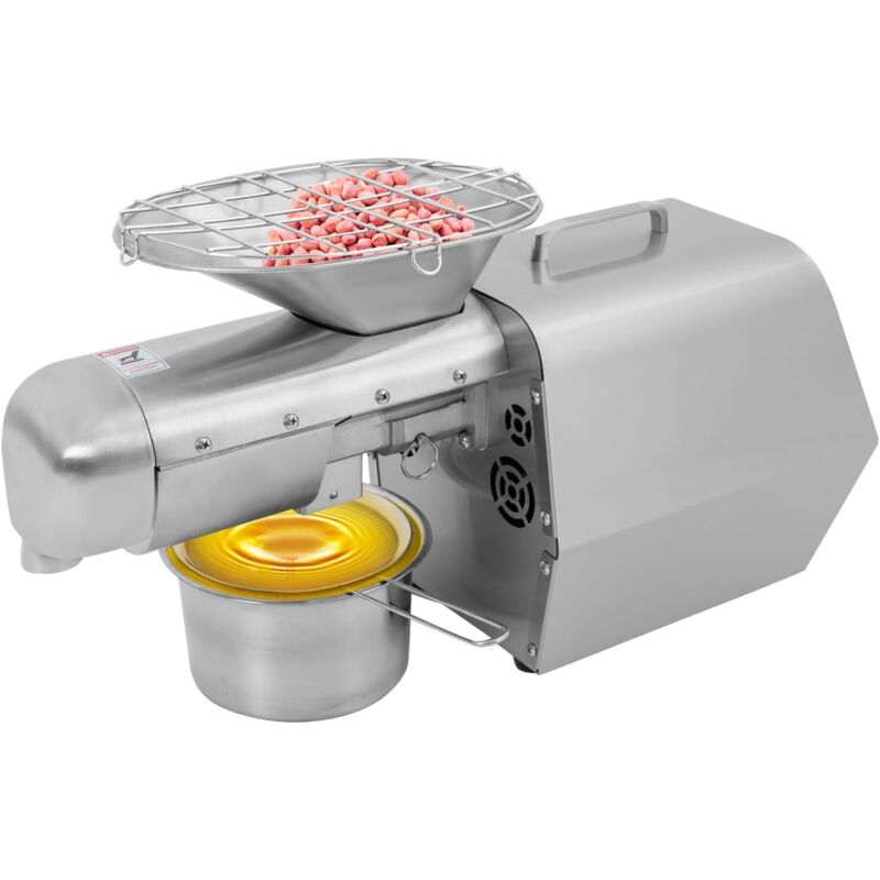 Presse à huile automatique électrique 1800w en acier inoxydable pressage à chaud et à froid 220V pour noix cacahuètes noix sésame lin avec couvercle