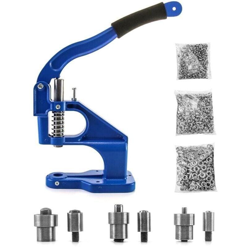 Tonchean - Presse à œillets, poinçonneuse à œillets, presse à œillets avec 3 matrices et 1 500 œillets pour cuir et tissu