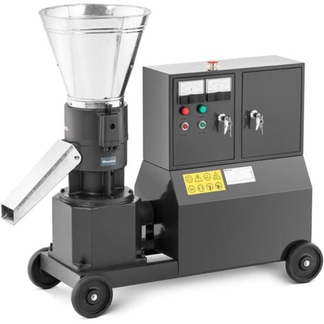 Presse à Pellets Machine À Granuler Granulateur Électrique Mobile Roues 200 mm - Gris
