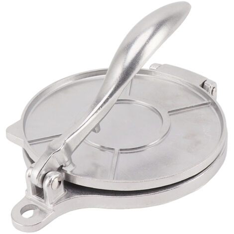 Presse à Tortillas en Alliage d'Aluminium 16cm - Appareil Manuel pour Galettes, Pizzas et Pâtes - Argenté