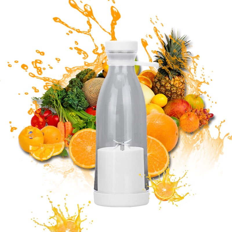 Feiyue - Presse-agrumes électrique de voyage, tasse de randonnée, pique-nique, portable, 420 ml, pour jus de fruits à domicile, avec couvercle pour