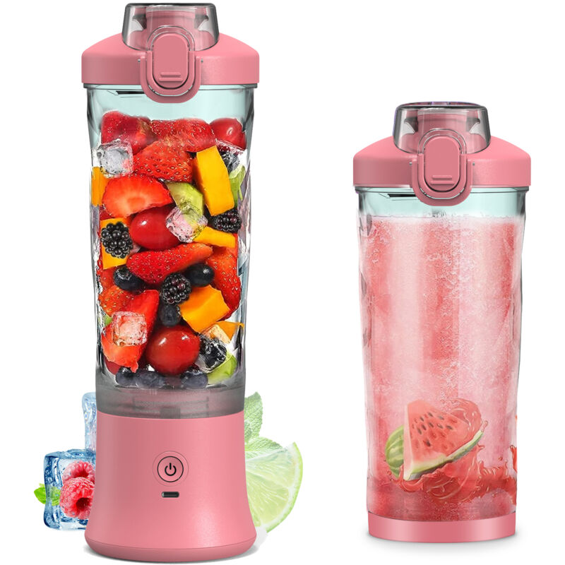 Kkmoon - Presse-agrumes Portable Rechargeable, tasse de jus électrique de fruits, grande capacité 600ml, rose