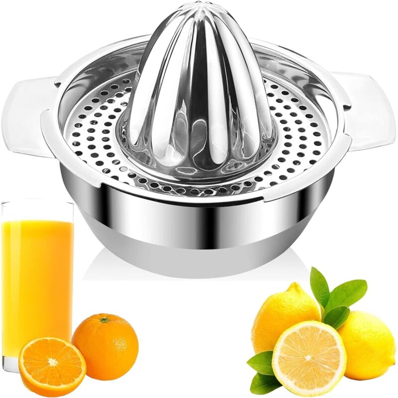 Presse Agrumes Manuel Citron Professionnel Inox, Presse Citron Rotation Presse Facile à Nettoyer pour Presser Citrons, Extracteur de Jus avec Tamis