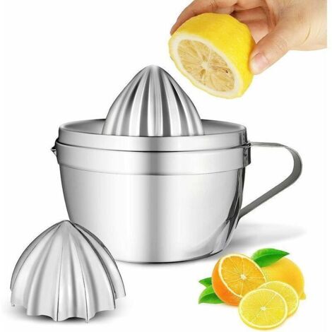 Presse-agrumes manuel en acier inoxydable – Idéal pour oranges, citrons et pamplemousses – Lavable au lave-vaisselle