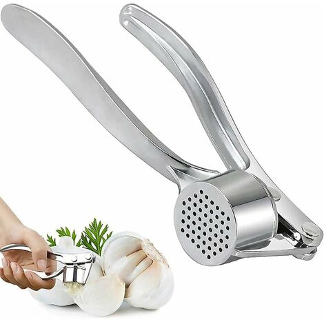 Presse-ail, Acier Inoxydable Coupe-ail Presse-ail Broyeur d'ail Lavable au Lave-Vaisselle Aide de Cuisine Pratique pour l'ail et le Gingembre Frais (Argent)