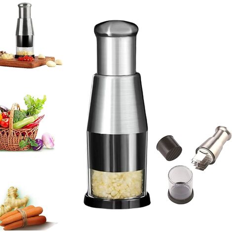 Presse-ail, Hachoir à ail pressé en Acier Inoxydable 304, Coupeur manuel de broyeur d'ail pour Hacher l'ail, Trancher les Poivrons et les Oignons, Accessoires de Cuisine (1 Pièce)