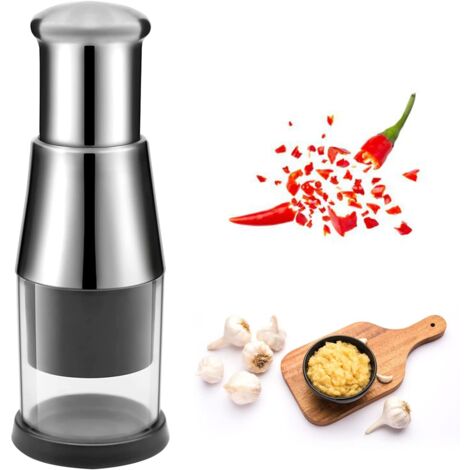 Presse Ail Manuel Inox - Hachoir Multifonction Pour Ail, Oignon, Noix - Design Sécurisé Et Facile à Nettoyer
