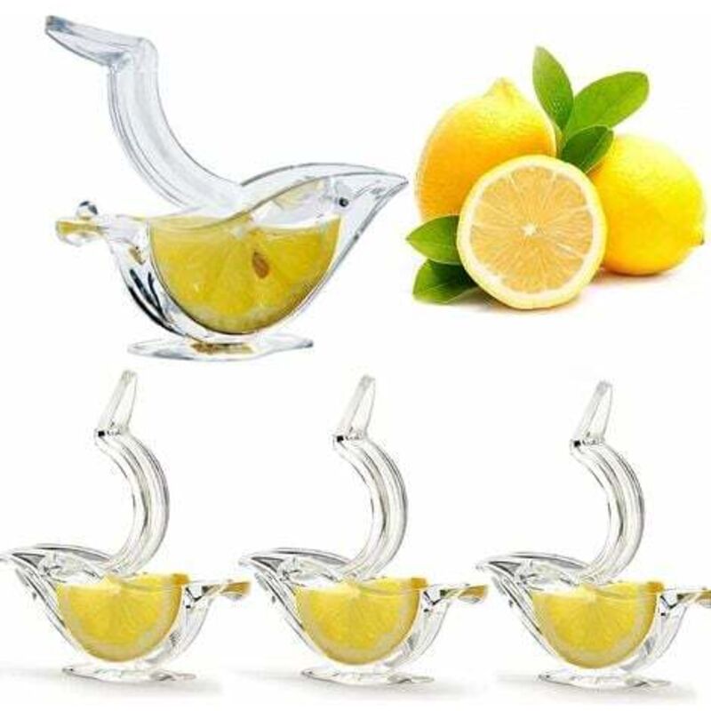 Lot de 4 presse-agrumes transparent, presse-agrumes manuel, forme de poisson créative, facile à nettoyer, petit outil pour la cuisine et le bar