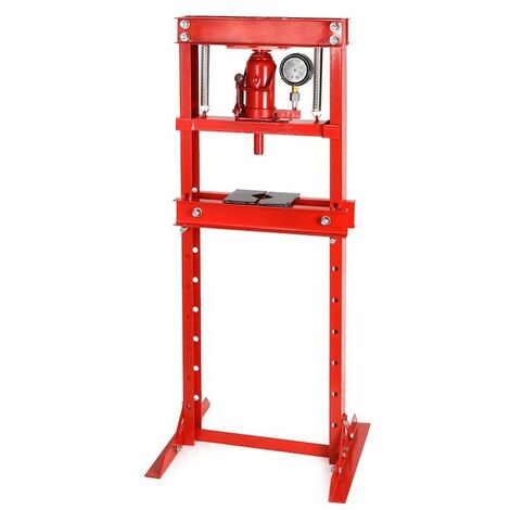 Presse d'atelier hydraulique de 12 tonnes + manomètre Rouge