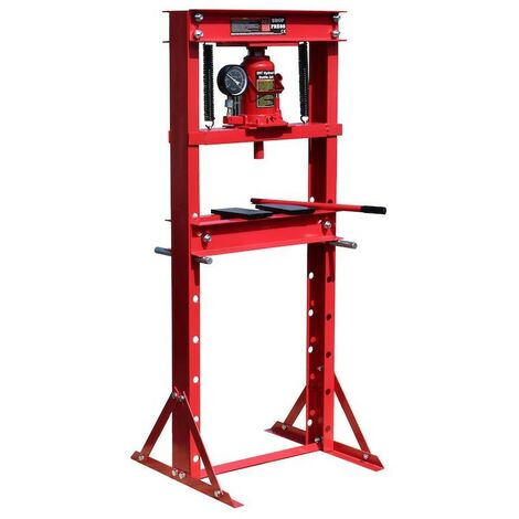 Presse d'atelier hydraulique de 20 tonnes + manomètre Rouge