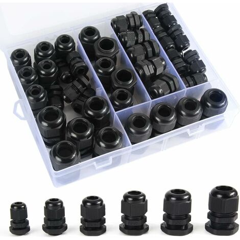 Lot De 8 Presse-étoupes étanches PG7 Noir - Pour Câbles 3-6,5 Mm, Filetage 11 Mm, Plastique, Installation Facile