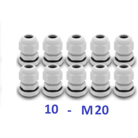 Presse étoupe M 20 en Polyamide avec contre écrou et joint Lot de 10 pièces