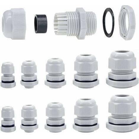 Presse-étoupes M10-M25 10mm-25mm rembourrage presse-étoupes à empiler avec écrou de blocage et rondelle (M10-M25 40pcs)-LIAIKI