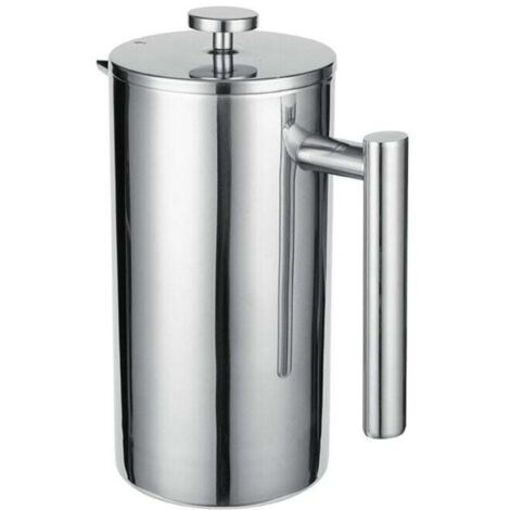Presse française en acier inoxydable 1 litre (5 tasses) Cafetière thermos double paroi isolée Presse à café avec filtres de remplacement et instructions Presse a cafe Cafetière à piston