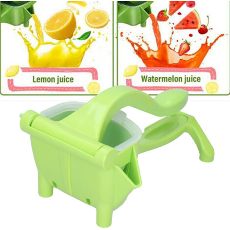 Presse Fruit Manuel Vert Portable Léger ABS 22x10x11cm Extracteur de Jus Sans Pulpe Fruits Maison