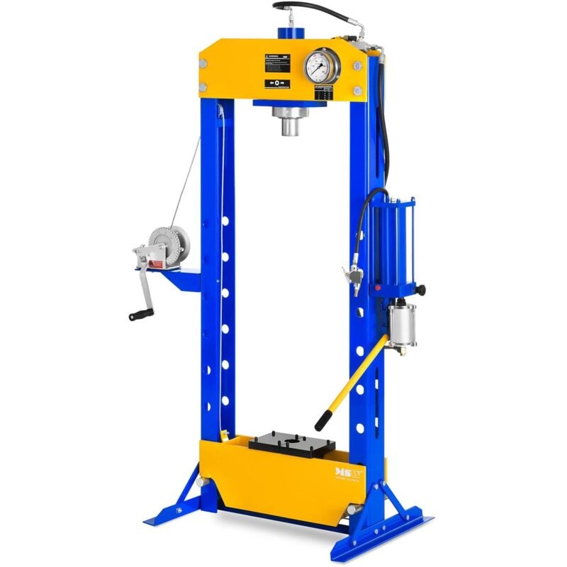 MSW - Presse Hydraulique Pmatique Atelier 50 t Manometre Treuil a Cable 8 Hauteurs