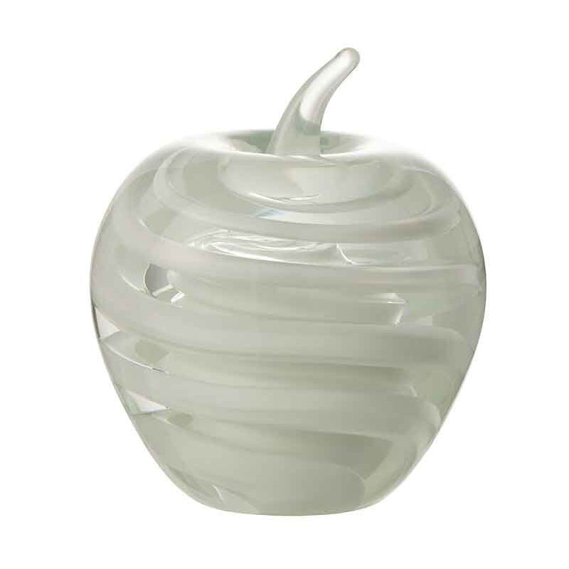 Presse-papier pomme en verre blanc 10x10x12cm