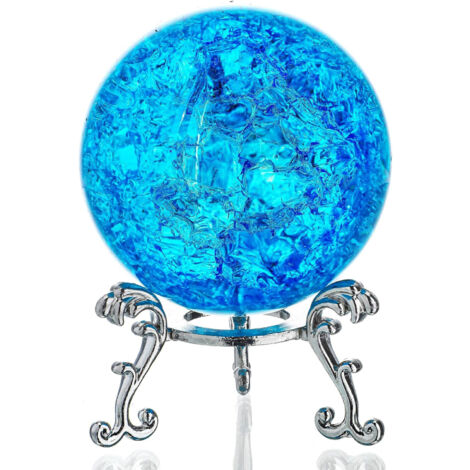 Presse-papier boule de cristal de glace craquelée de 40 mm, boule de cristal en verre bleu, sphère Feng Shui en cristal pour la décoration de la maison, d'un mariage, d'un bureau ou d'un aquarium
