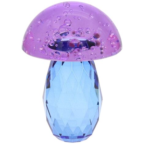 Presse-papier champignon en verre violet et bleu, décoration colorée et moderne