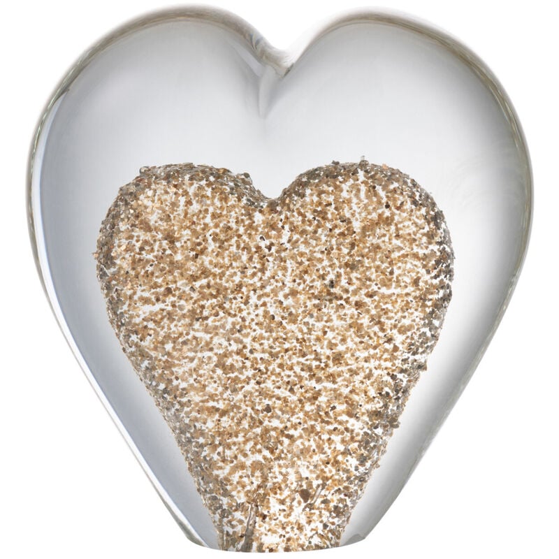 Jolipa - Presse papier sulfure cœur doré en verre 10 cm