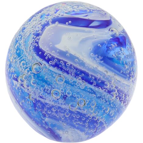 Presse-papier en verre bleu à bulles