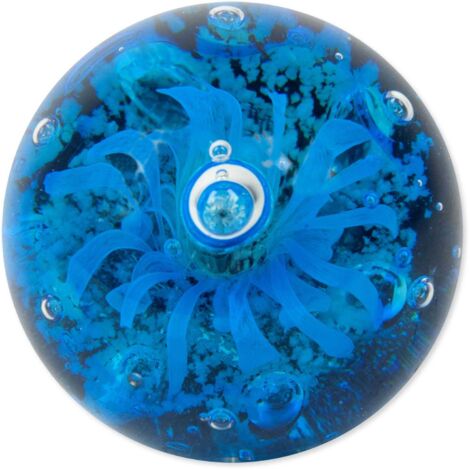 Presse papier rond en verre Meduse Bleu