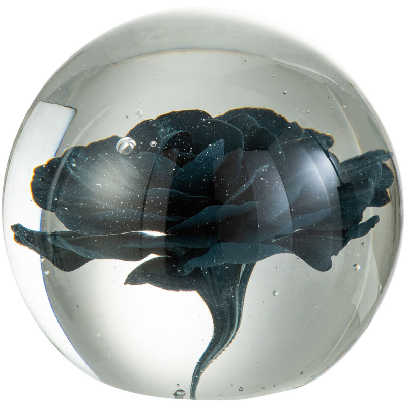 Jolipa - Presse papier sulfure fleur bleue en verre 8 cm