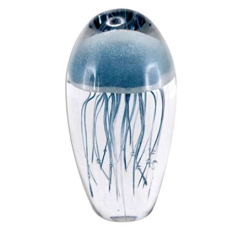 Sans Marque - Presse papier sulfure méduse bleue en verre 12 cm