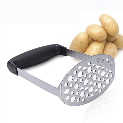 Presse-purée à pommes de terre en acier inoxydable plaque à main ustensile de presse-purée noir