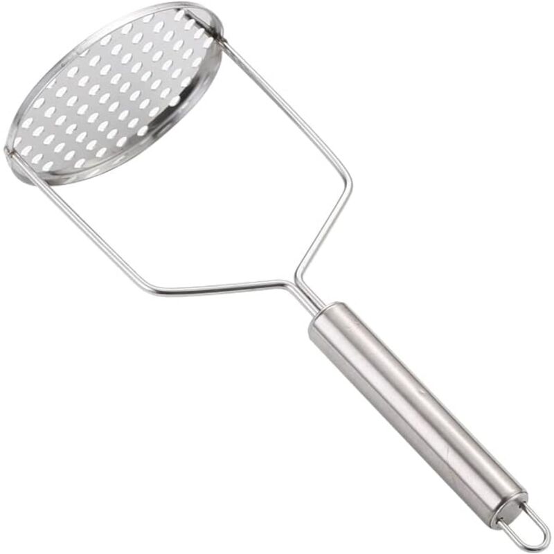 Presse-purée en acier inoxydable, lavable au lave-vaisselle, pour purée de pommes de terre crémeuse (25 x 10 cm)