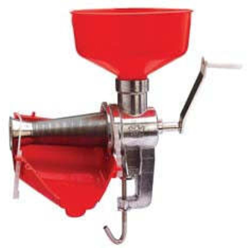 Palumbo - Presse-tomates manuel Pavi Marzanella entonnoir et glissie're dans corps de machine en pvc dans presse-tomates en aluminium avec fixation