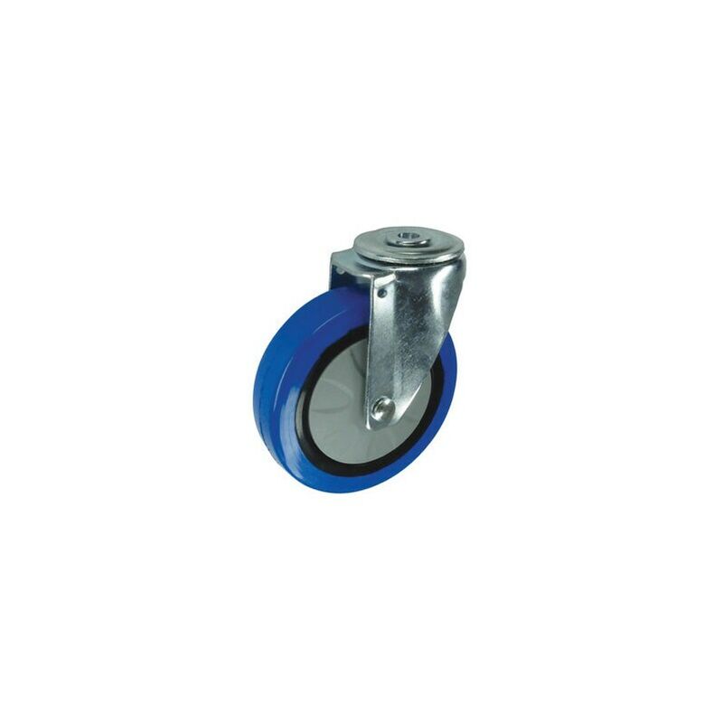 Swivel Bolt Hole 125mm Blue Rubber Tyre - Atlas Workholders