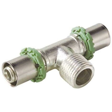 Pressfitting, Mehrschichtfitting, T-Stück, Abgang AG, 20x20mm, 1/2