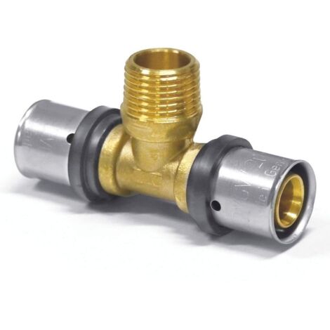 Pressfitting T-Stück 26 mm, T Stück 3/4 Zoll AG, Pressfitting für Mehrschichtverbundrohr