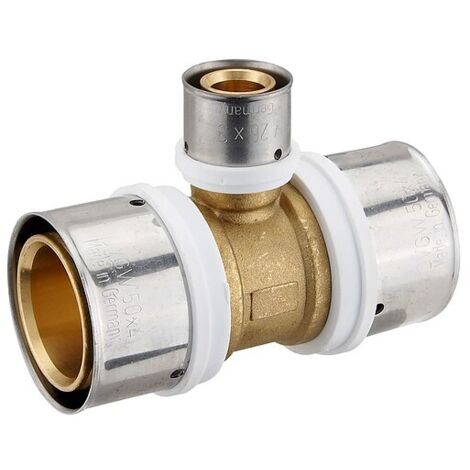Pressfitting-T-Stück - Mittelabgang reduziert - 50 x 4,0 - 26 x 3,0 - 50 x 4,0 mm für Verbundrohr