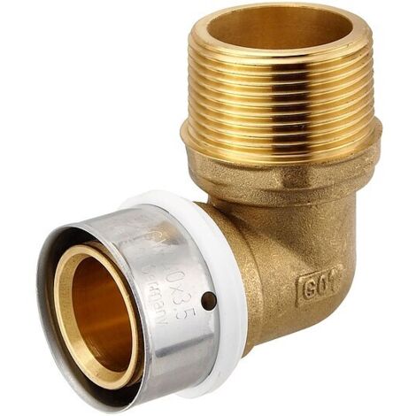Pressfitting-Winkel 90° - 40 x 3,5 mm - 1 1/4 Zoll Außengewinde für MV-Rohr